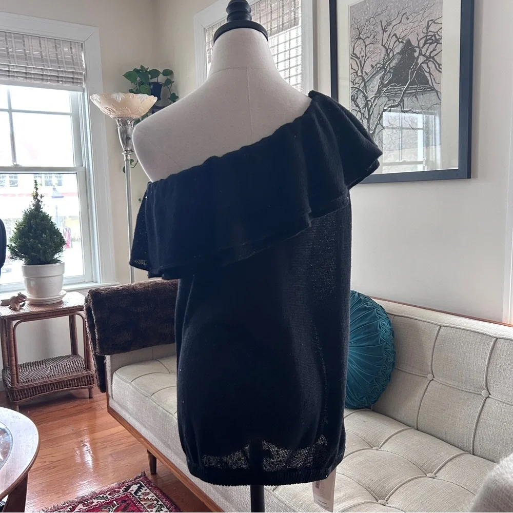 Brunello Cucinelli Linen Silk Sweater, Layered Ruffle Collar & Sequins $1495 - Picture 2 of 8